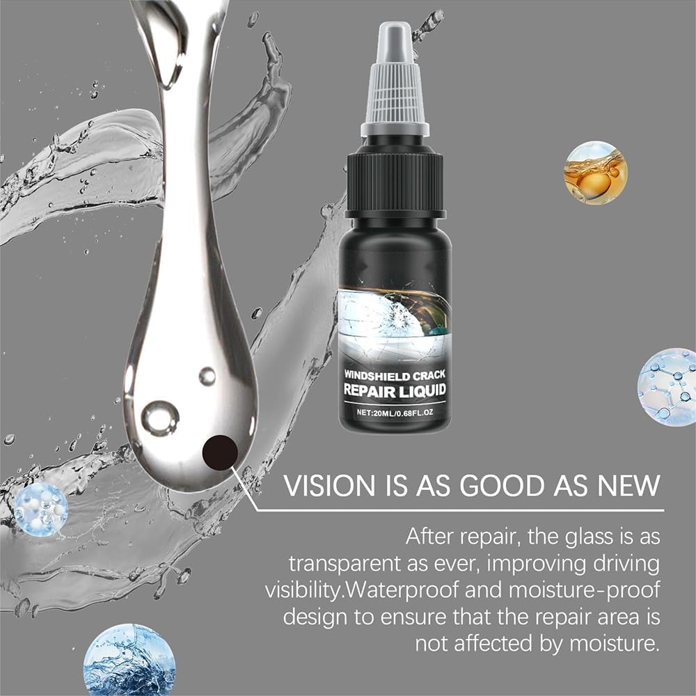 Upgrade Windshield Crack Repair Kit, 2024 New Windshield Crack Repair Fluid Window Automotive Windscreen Tool, Car Glass Repair Glue Scratch Chip Cracks Repair Kit (6Pcs)