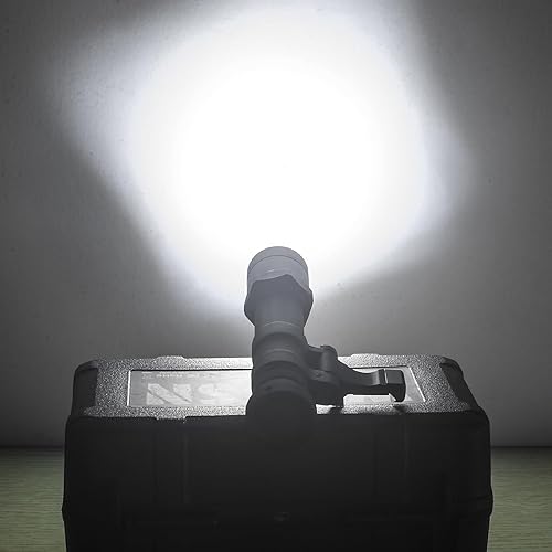 Miniatura 2 de NOBUHIRO Linterna táctica M600B de 600 lúmenes, versión sin logotipo con base giratoria de montaje reemplazable para riel Picatinny y MlokKeymod de