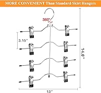 Vista 2 de Perchas para pantalones de varias capas, perchas de falda de 4 niveles con clips ajustables, organizador de armario antideslizante que ahorra