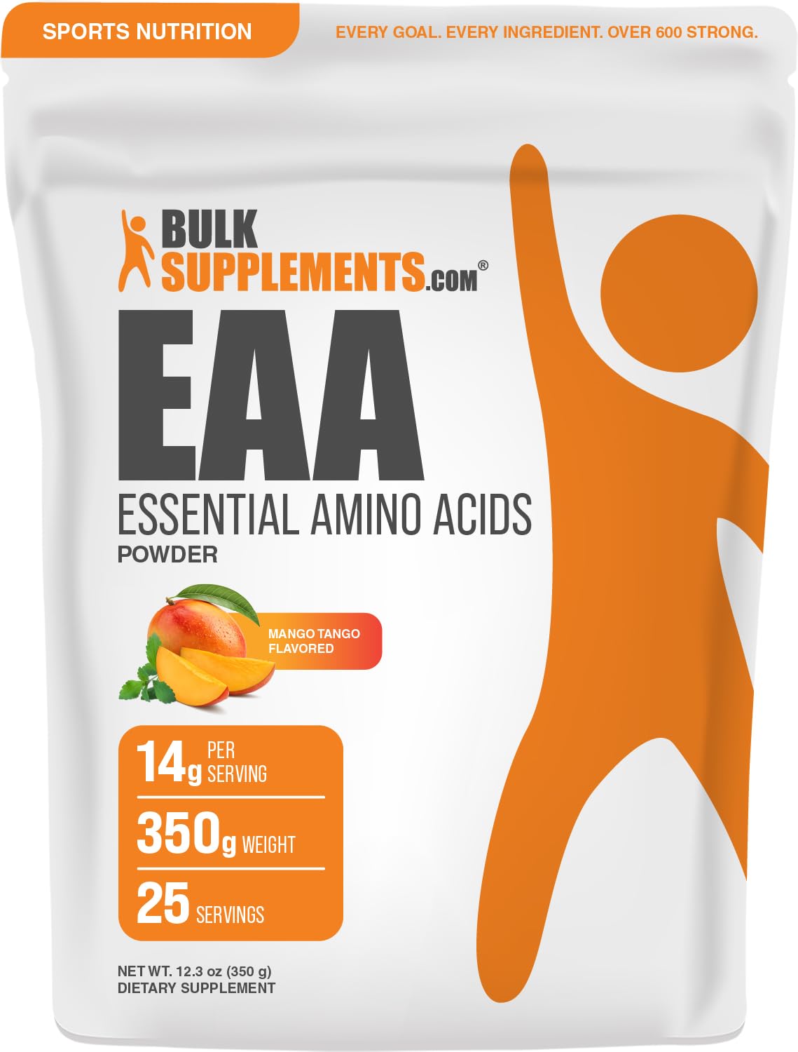 BulkSupplements.com Essential Amino Acids Powder - Essential Amino Acids Flavored Powder - Mango Tango Flavor, 14g per Serving, 350g (12.3 oz) (Pack of 1)