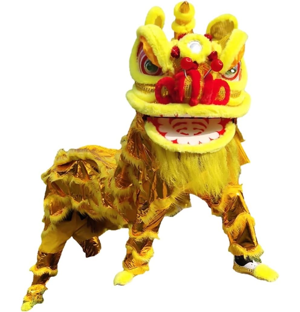 Krxsobnv Yellow Lion Dance Clothes, Lion Dance Mascot Costume Dragon And Props Chinese New Year Performance Party