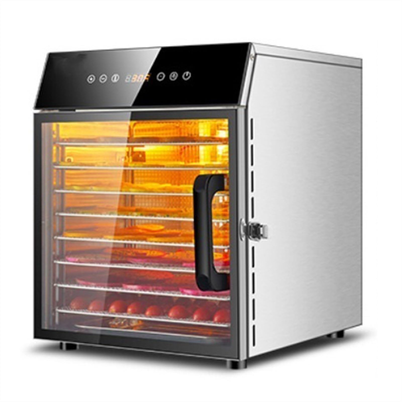 Secadora de Alimentos Secadora de deshidratación alimentos, máquina frutas secas, táctil inteligente for el hogar y comercial, capacidad 8 capas, puerta Visual iluminada