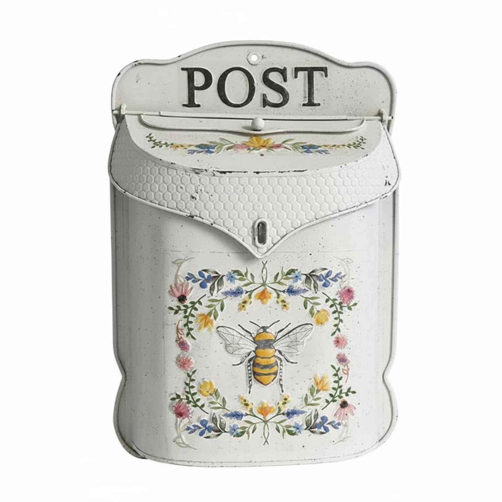 Baoblaze Mailbox Vintage Ornamental Iron Mail Holder with Spacious Storage and Timeless Design Suitable for Indoor Use Outdoor Decor Mail Organization Reception Space, Off-white