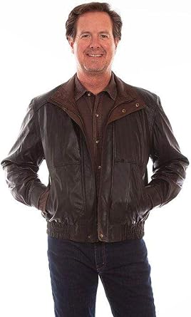 Scully Men's Chocolate Leather Rectangle Coat