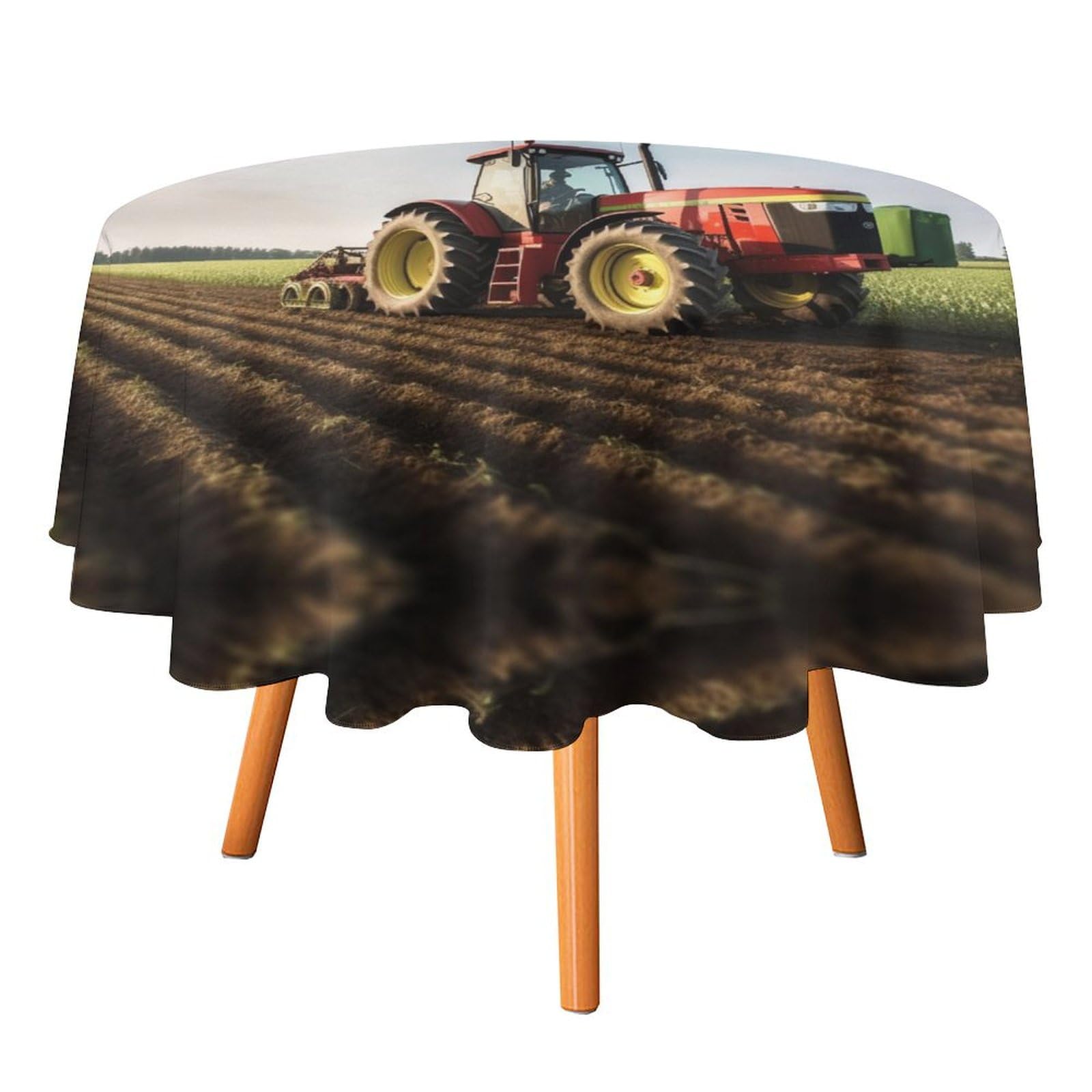 Nappe ronde Tractor Farm anti-plis en tissu pour sublimer vos repas de fête
