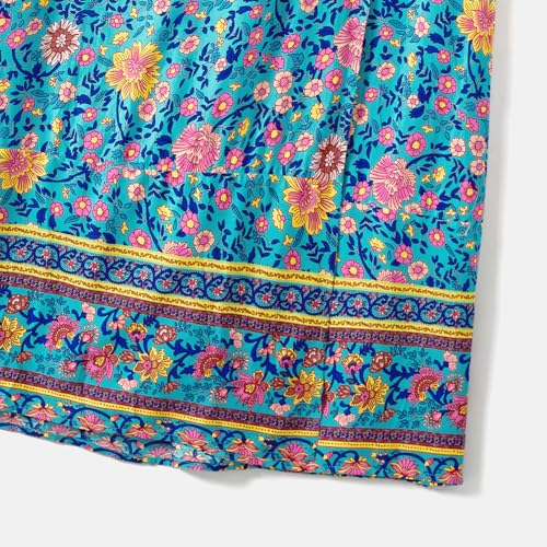 IFFEI Mommy and Me Boho Floral Maxi Dress Matching Summer V-Neck Ruffle Sleeve Family Outfits for Beach Vacation Photoshoots4