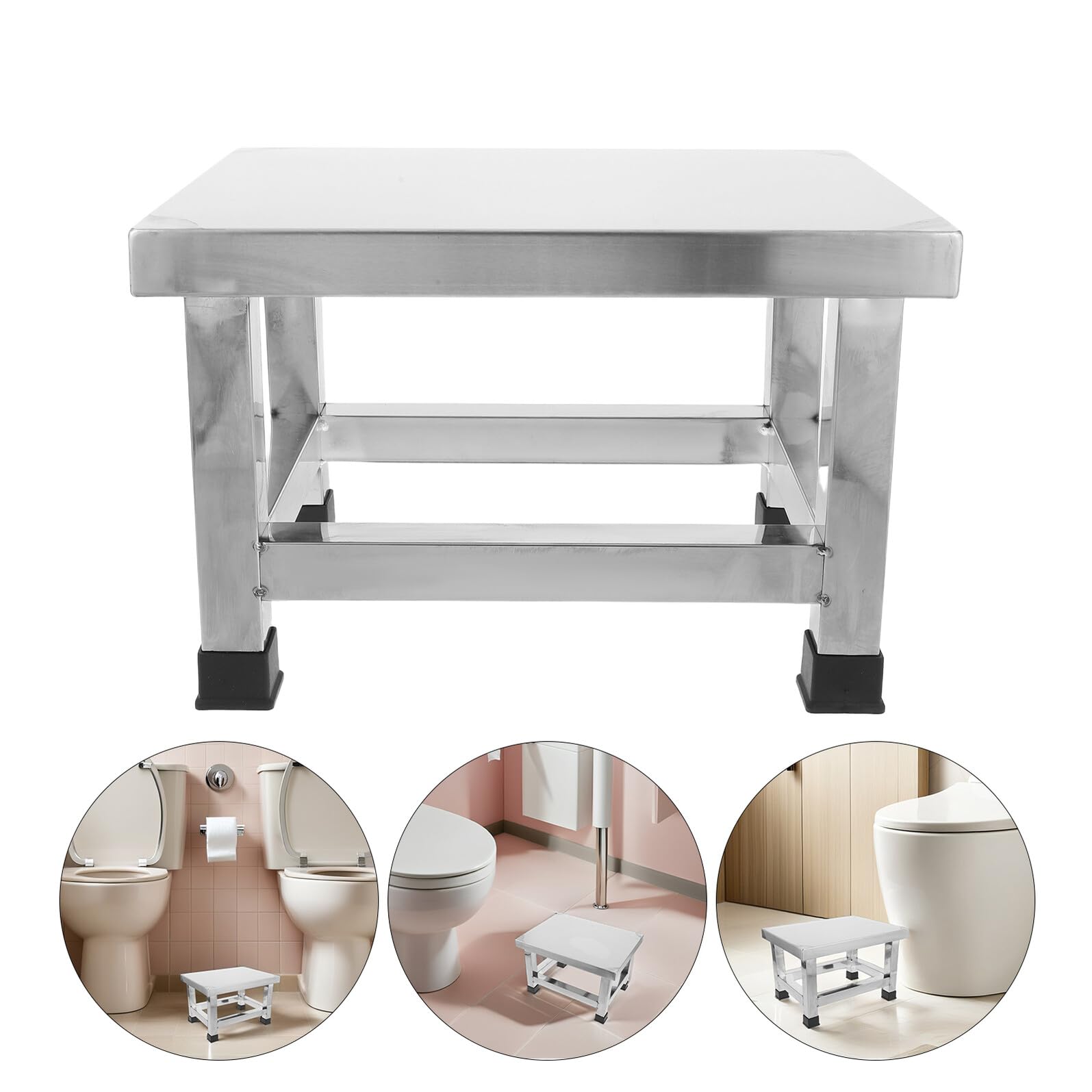 SHOWERORO Taburete de Acero Inoxidable para Cocina y Baño Diseño Moderno, Antideslizante y Fácil de Limpiar, Adecuado para Interiores y Personas Mayores