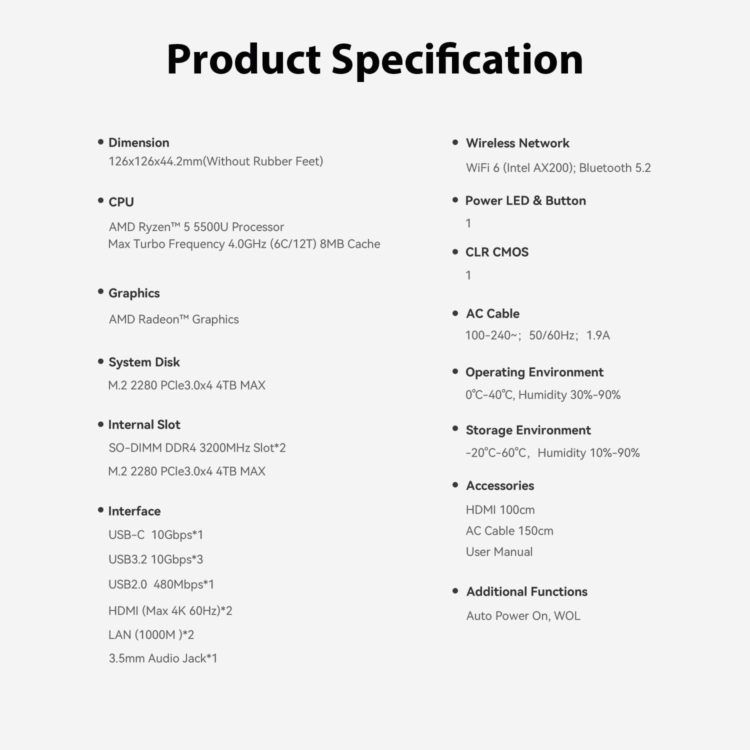 Beelink EQR5 Mini PC, AMD Ryzen 5 5500U(7nm, 6C/12T) up to 4.0GHz, Mini Computer 16GB DDR4 RAM 500GB PCIe3.0x4 SSD, Micro PC 4K@60Hz Dual HDMI Display/WiFi6/BT5.2/Office/Home/HTPC/W-11 Pro - Image 9