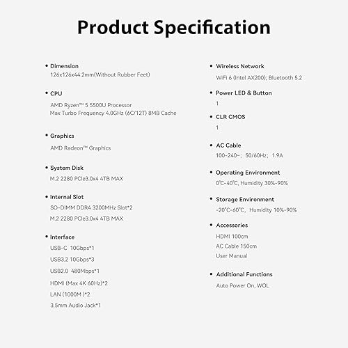 Vista 52 de Beelink Mini PC SER3, AMD Ryzen 3 3200U (hasta 3.5 GHz) 2C/4T, mini computadora de 16 GB DDR4 RAM 500 GB SSD, mini computadora de escritorio 4K