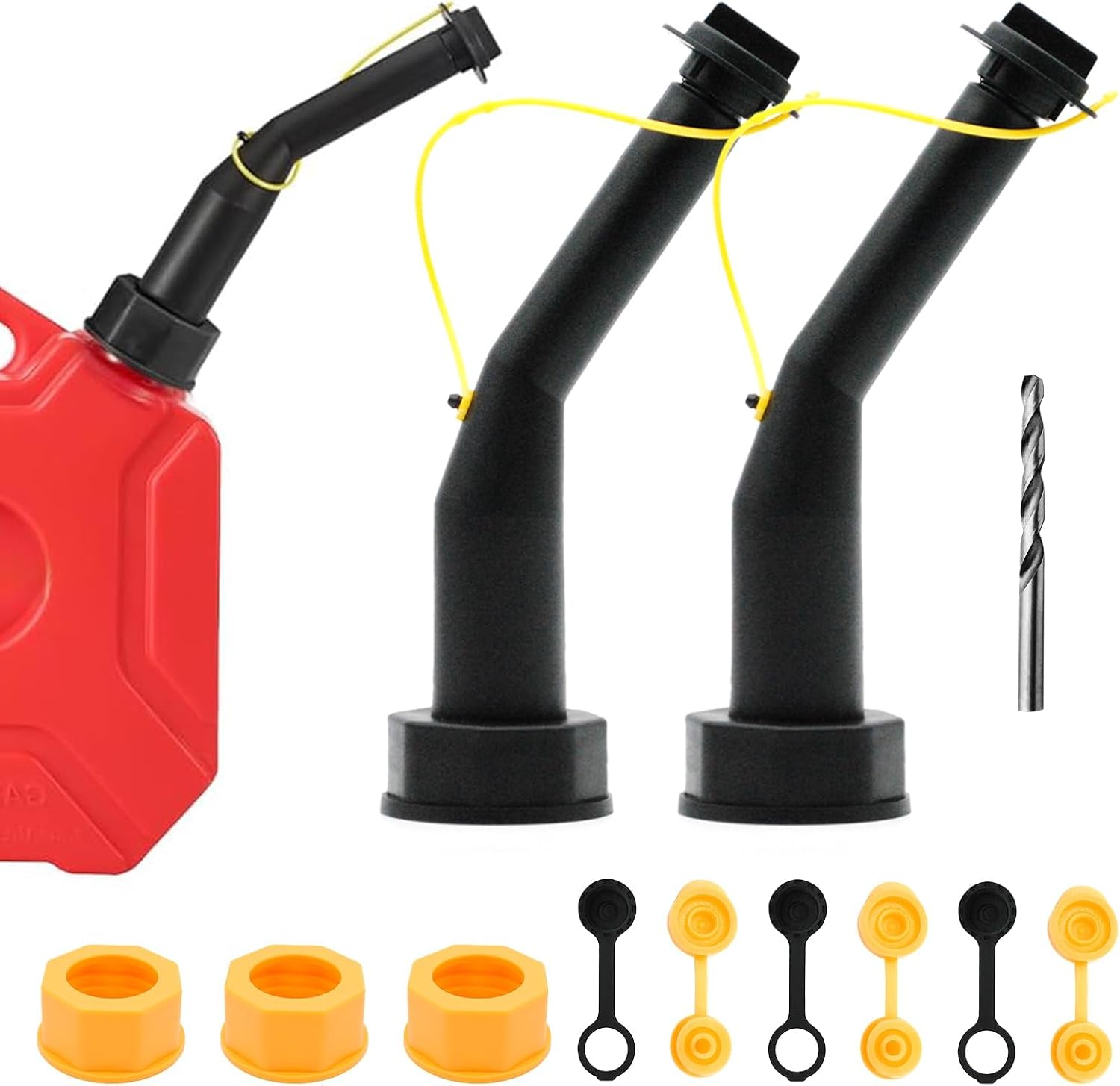 3 Packs Gas Can Spout Replacement Universal Kit Leakproof Angle Nozzles Gasket Filter Screen Vent Cap Drill Bit Compatible with Midwest Blitz Gott Rubbermaind Essence Scepter