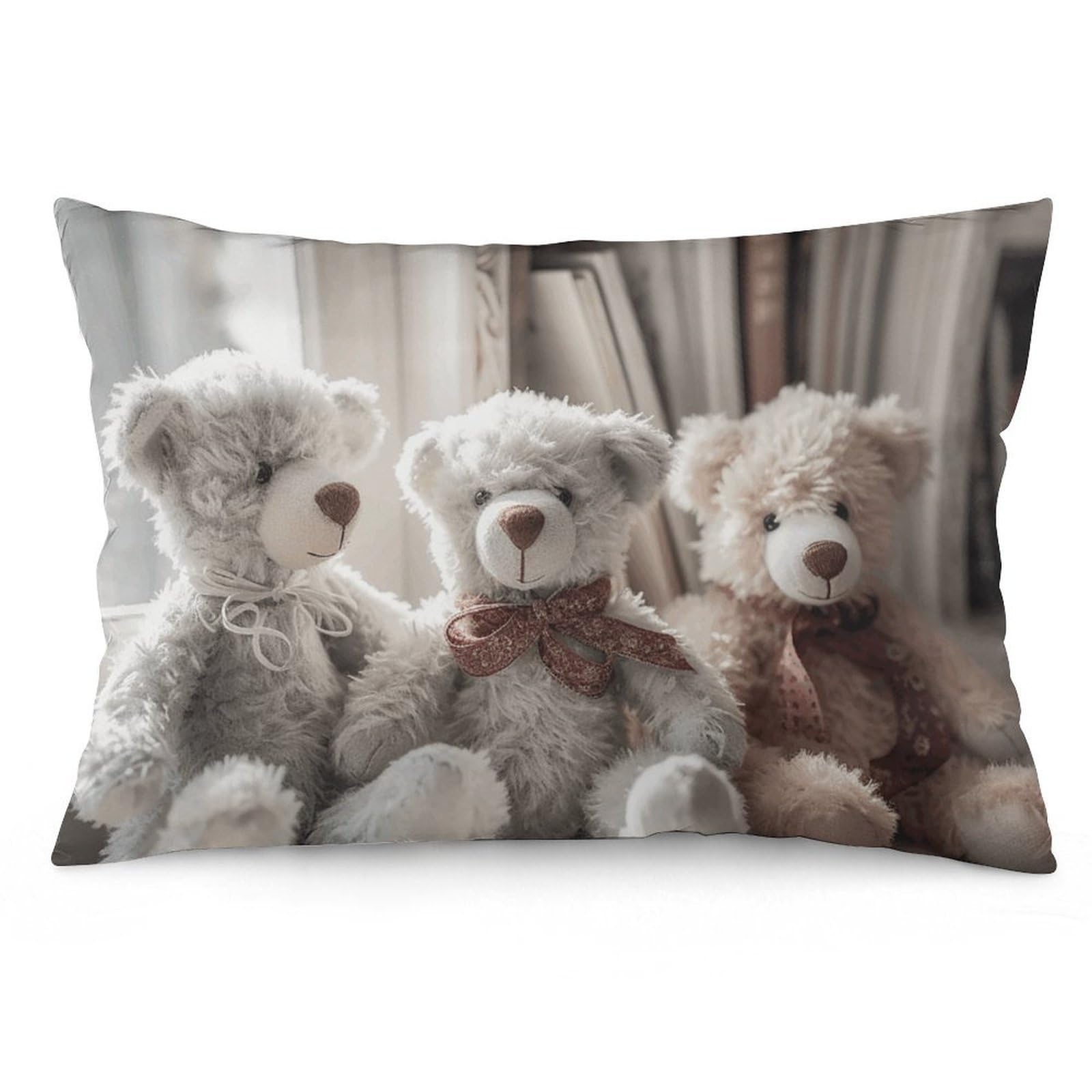2 Pack Pillow Cases for Hair and Skin, Soft Breathable Pillow Case Covers with Hidden Zipper, Bear Sitting on Shelf Pillowcase 20"x30" Pillow Covers for Sleeping Gift