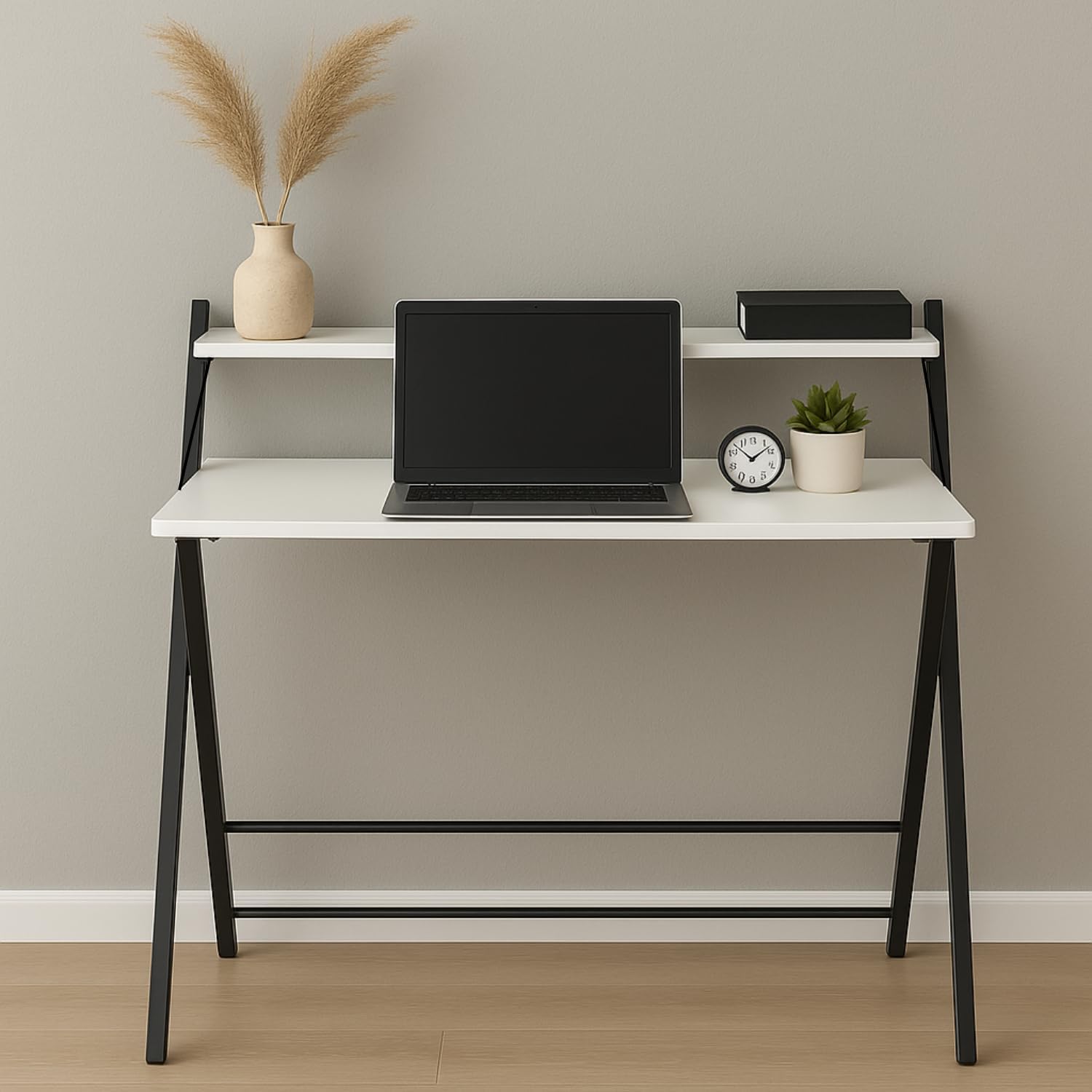 Folding Study Table for Home | Space Saving Computer Desk for Adults & Student | Foldable Office Table | 80 cm x 50 cm | White