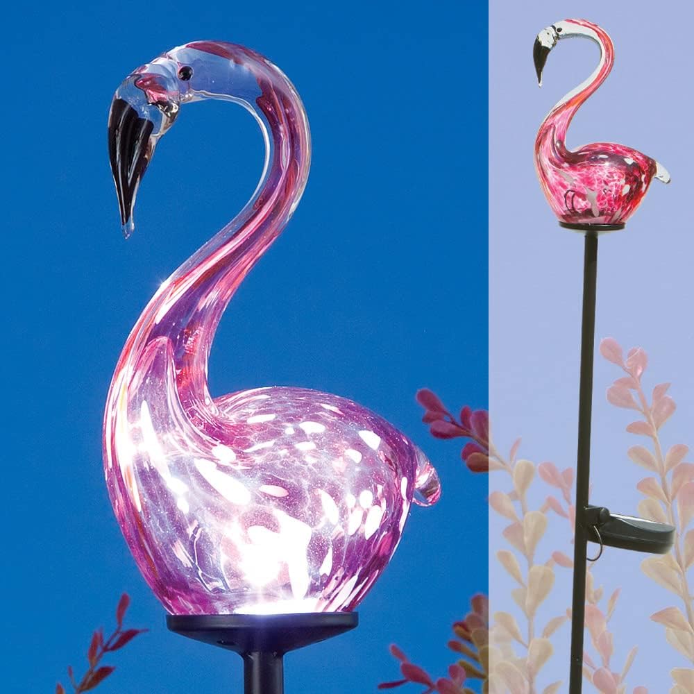 Amazon.com: Bits and Pieces - 28” Flamingo Garden Stake - Solar Powered ...