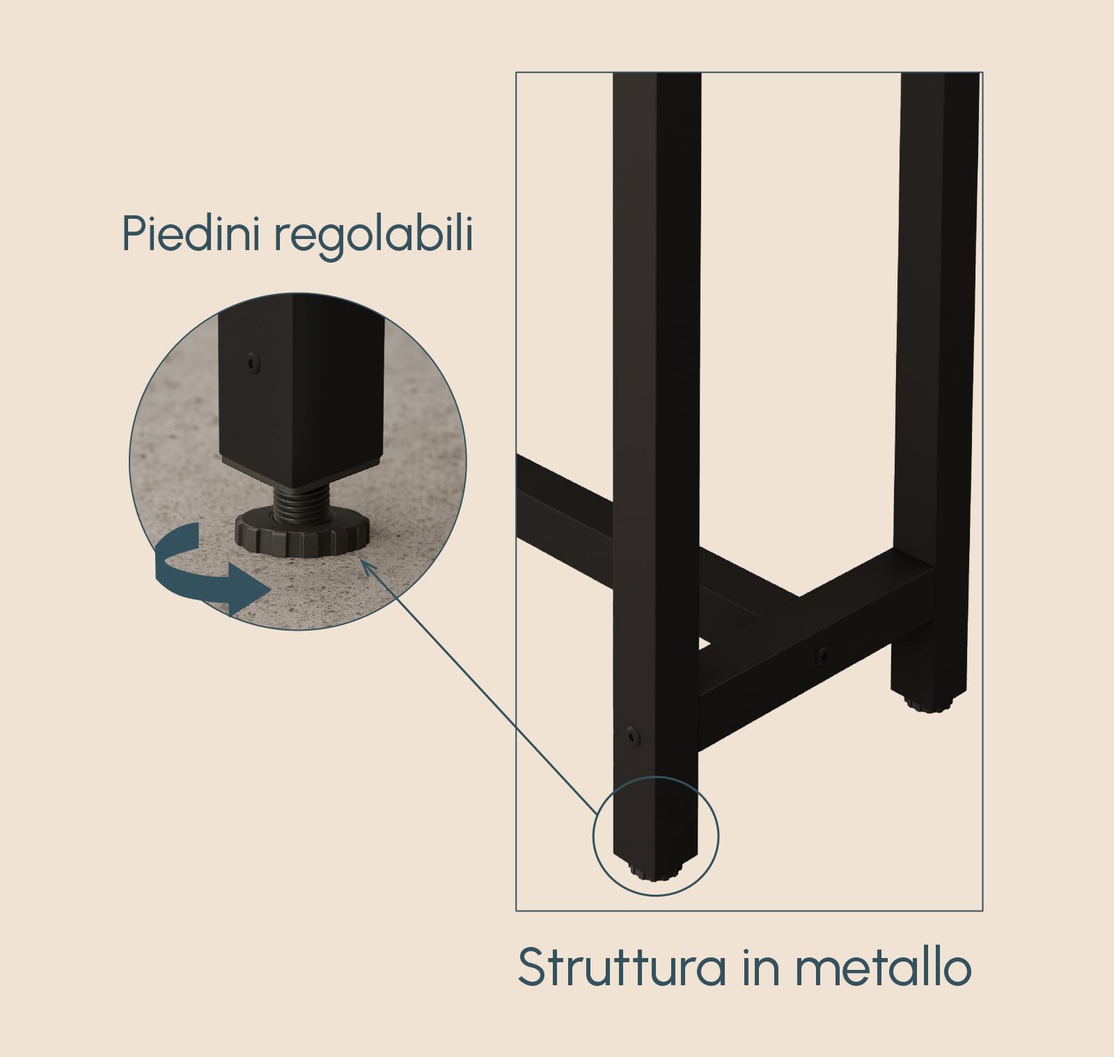 MB Muebles Bonitos, Tavolo Alto da bar Ani, Barra da cucina in Stile Minimalista con Gambe in Metallo, Melamina Opaca, Nero e Sonoma, 140x100x40 cm