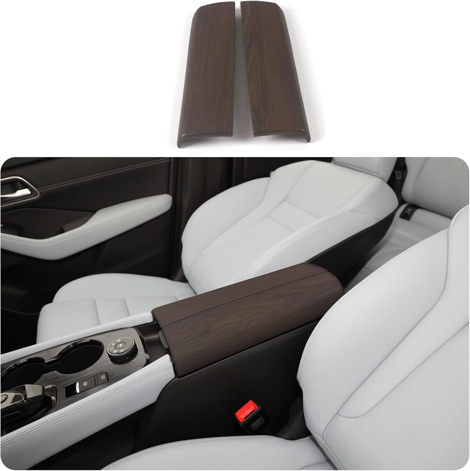 Car Accessories Fit for Nissan New Rogue 2021 2022 2023 2024 2025 2026 Inner Center Console Armrest Box Cover Trim Protector Cap (Carbon Fiber Style) 2PCS ABS