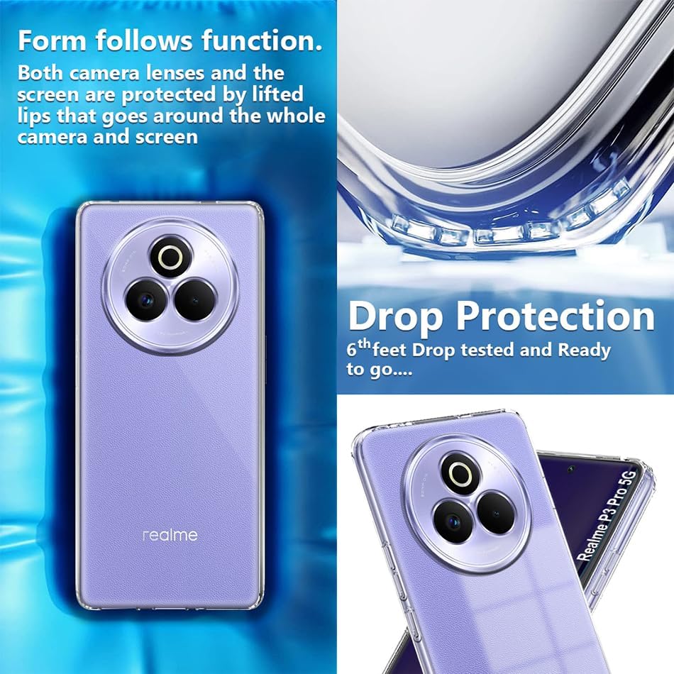 Image of COVERBLACK Soft Rubber Silicon Clear Case Back Cover for Compatible Model with Realme P3 Pro 5G - Transparent