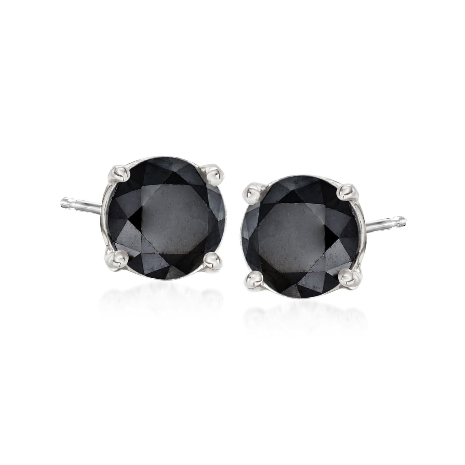 Ross-Simons 3 00 ct t w Black Diamond Stud Earrings in Sterling Silver
