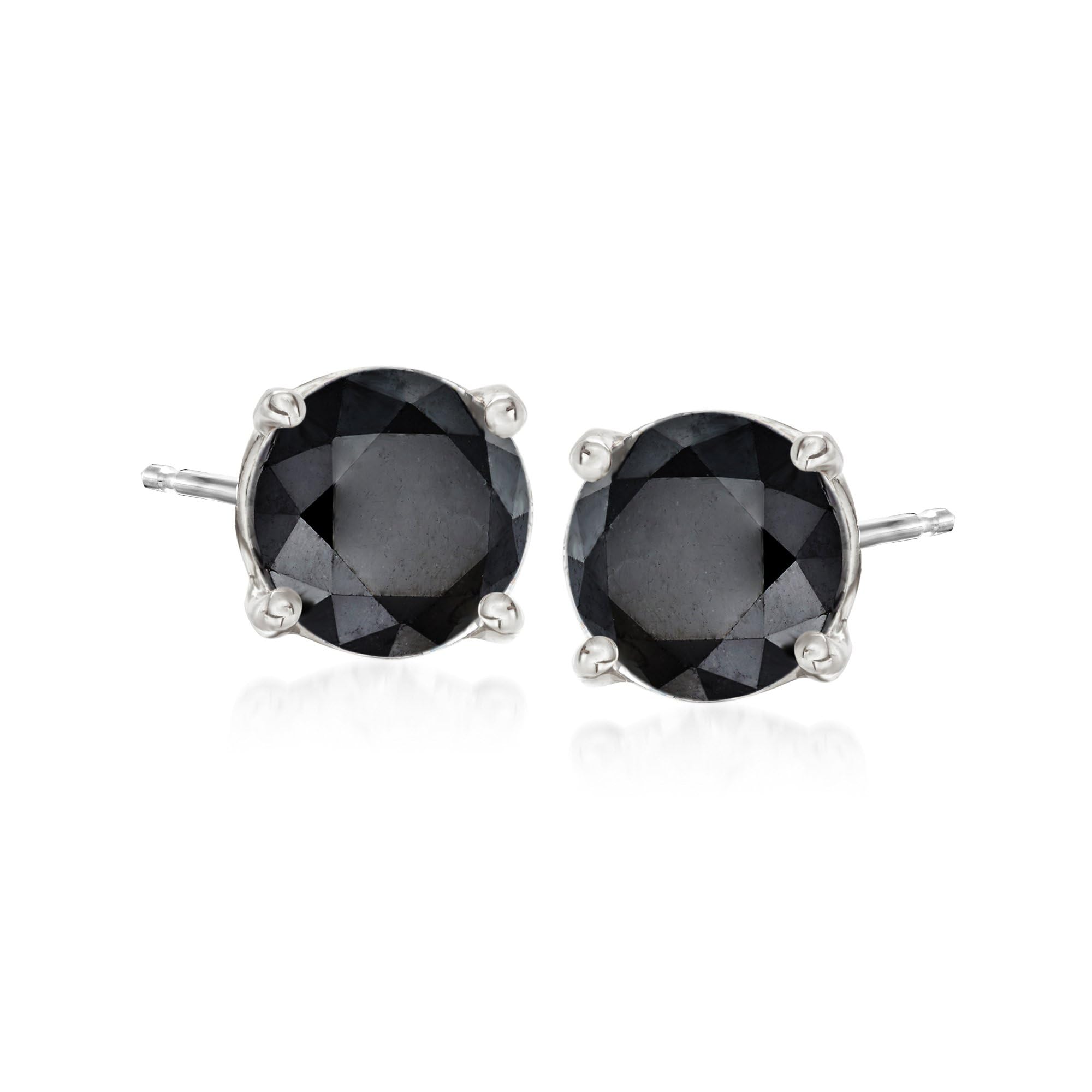 Ross-Simons 3 00 ct t w Black Diamond Stud Earrings in Sterling Silver
