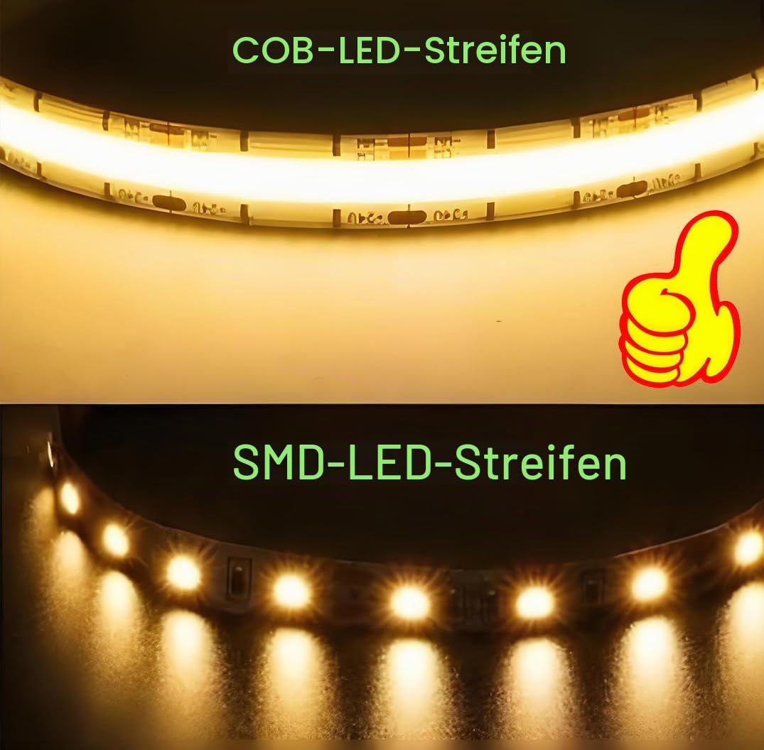 COB LED Streifen RGBTW 5m,RGB+CCT Einstellbare Farbtemperatur 2700K–6500K,24V farbwechselnde Band licht für DIY Dekoration, 12mm Breite,mit Fernbedienung und Netzteil,für Home Dekoration,Küche,Spiegel