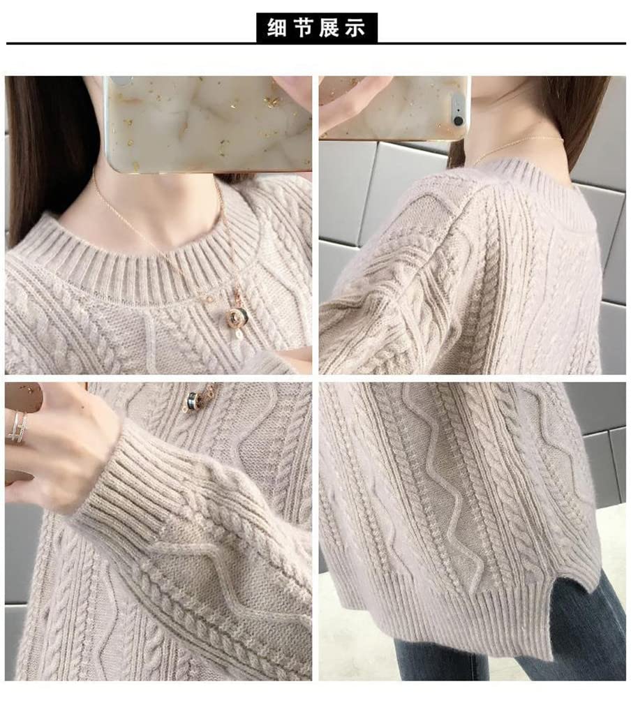 Kobiety jednolity kolor luźny sweter dzianinowy sweter swobodny dekolt O sweter z długim rękawem sweter sweter sweter sweter podstawowy sweter, Błękitny, XL