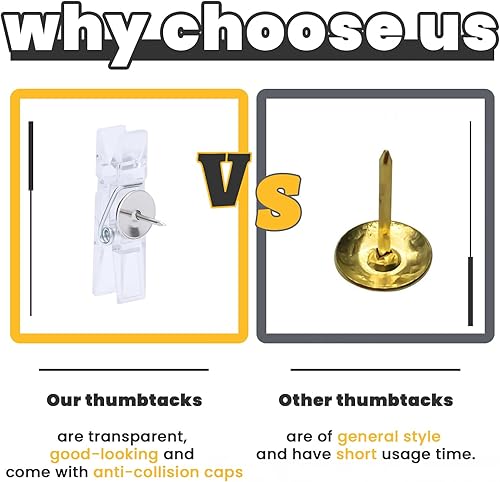 Miniatura 3 de 300 alfileres de empuje, 8 estilos de tachuelas para el pulgar con clips de pasador, ganchos rectos para tablero de corcho, fotos, documentos,