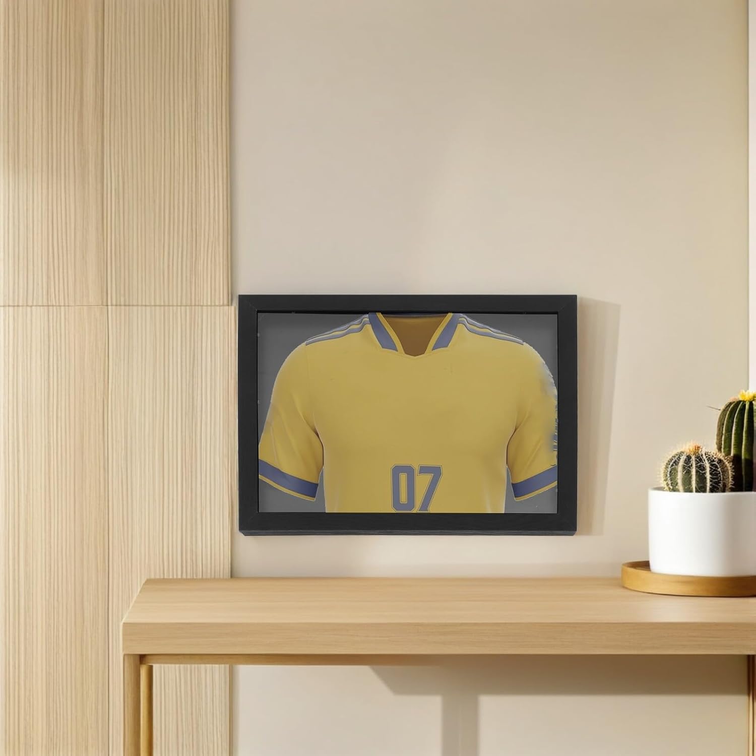 minkissy Jersey Display Shadow Box Frame for Football Soccer Basketball Baseball Shirts, Black Wooden 14"x18" Decorative Sports Jersey Frame Holder for Home Décor and Memorabilia Collection