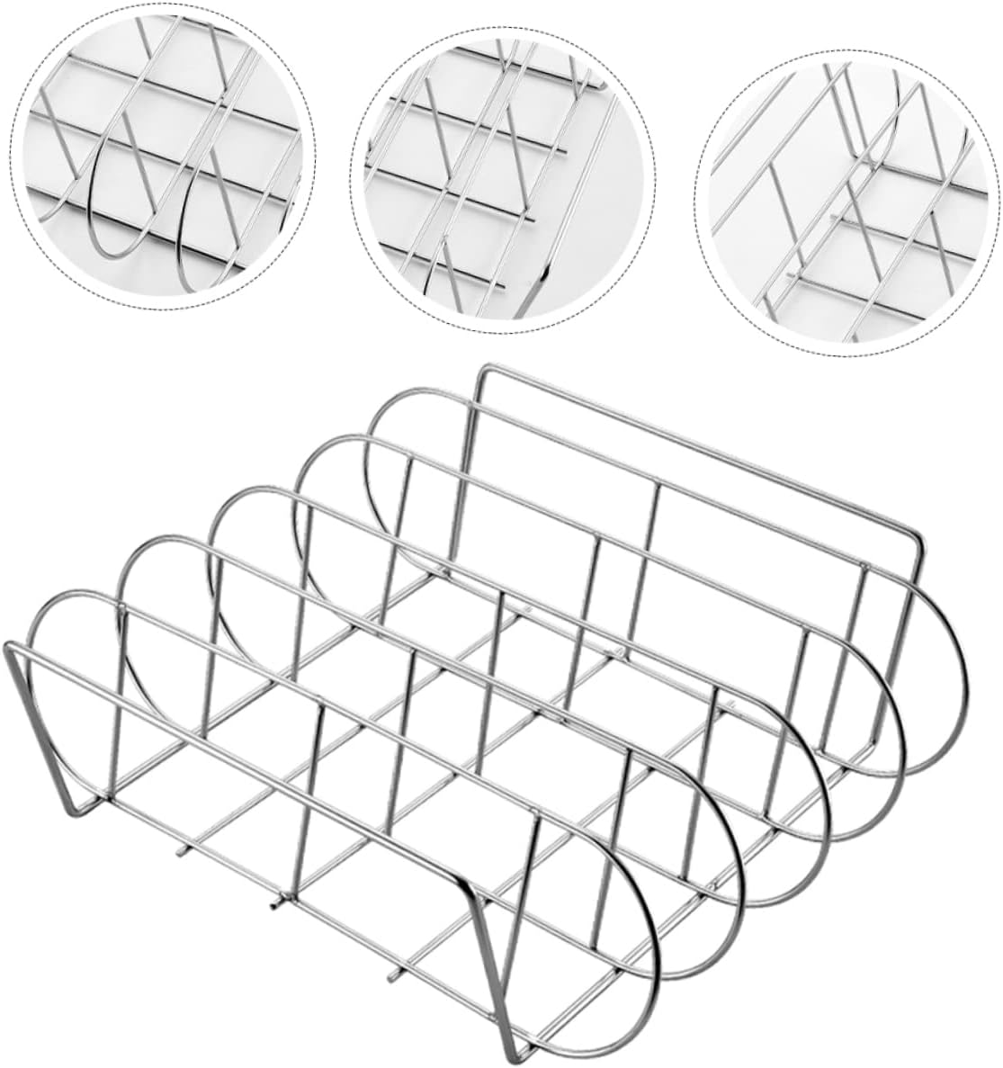 YARNOW Bbq Grill Baskets Stainless Steel Barbecue Basket Standing Rib Rack Grill Rack Roasting Pan