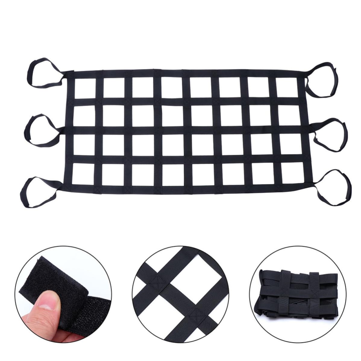 2 Stück Auto Dachnetz aus Nylon, Elastisch, Schwarz, 8 Fächer