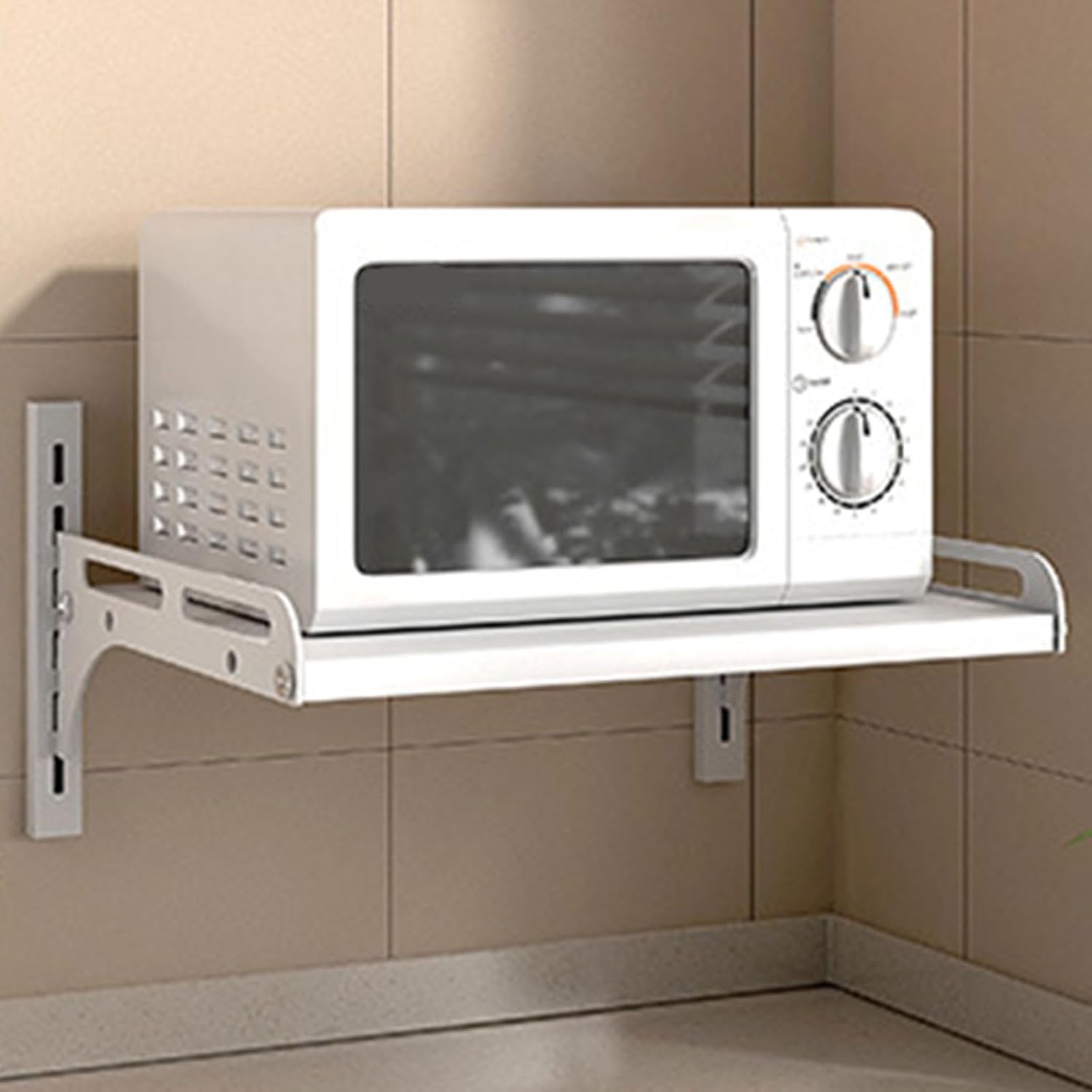 Dxcaicc Wall-Mounted Microwave Oven Rack,Commercial or Household Microwave Oven Shelf,Kitchen Storage Organizer for Electrical Appliances, Condiments,White,56cm/22in