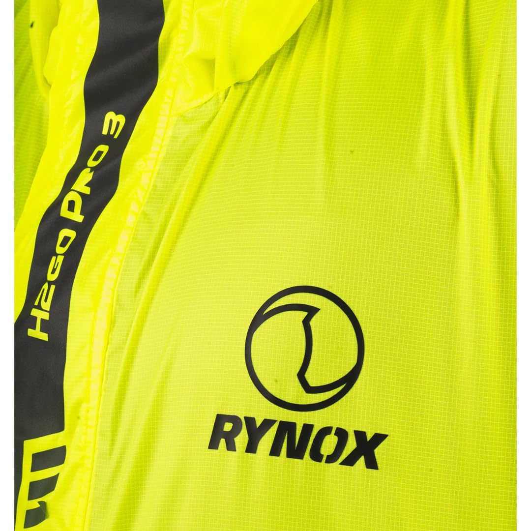 Rynox Unisex Adult H2Go Pro 3 Rain Standard Length Jacket I 15000mm Waterproof Nylon Shell | Motorcycle Riding Rain Jacket | Heat Sealed Seams | Drycore WR Zippers - Hi-Viz Green, 2XL - Image 5 thumbnail