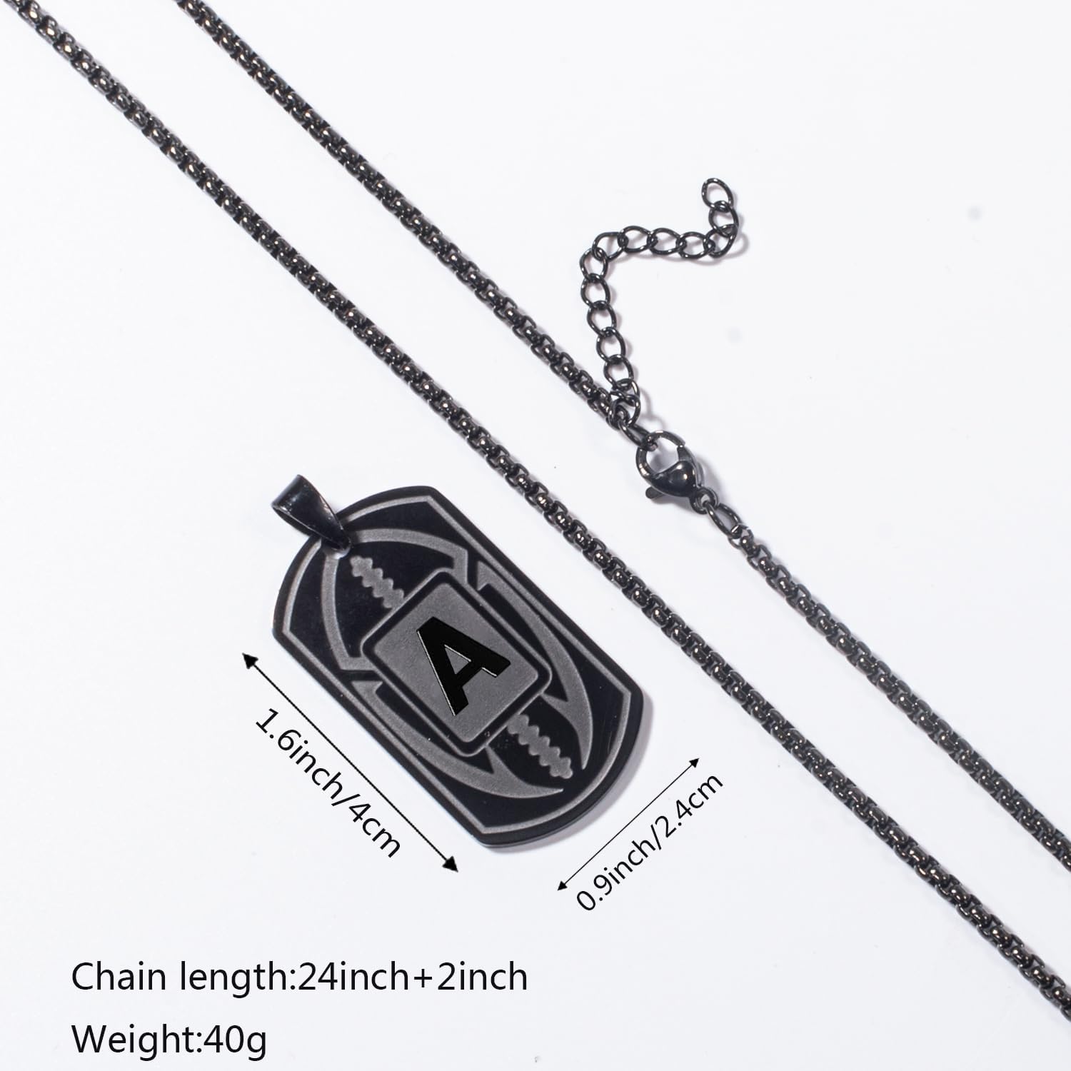 Football Dog Tag Necklace for Men: Initial A-Z Necklace Personalized Football Accessories Stainless Steel Chain 24+2 Inches Gift for Him - Image 6