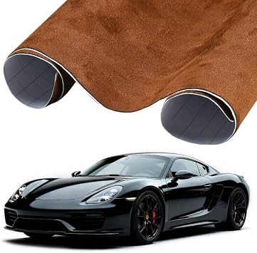 XhuangTech Brown Suede Fabric Wrap, Premium Suede Wrap for Car Interior & Exterior, Self-Adhesive DIY Stretch Film Sticker Decal Sheet Elastic Wrapping for Vehicle, Furniture, Upholstery 1260