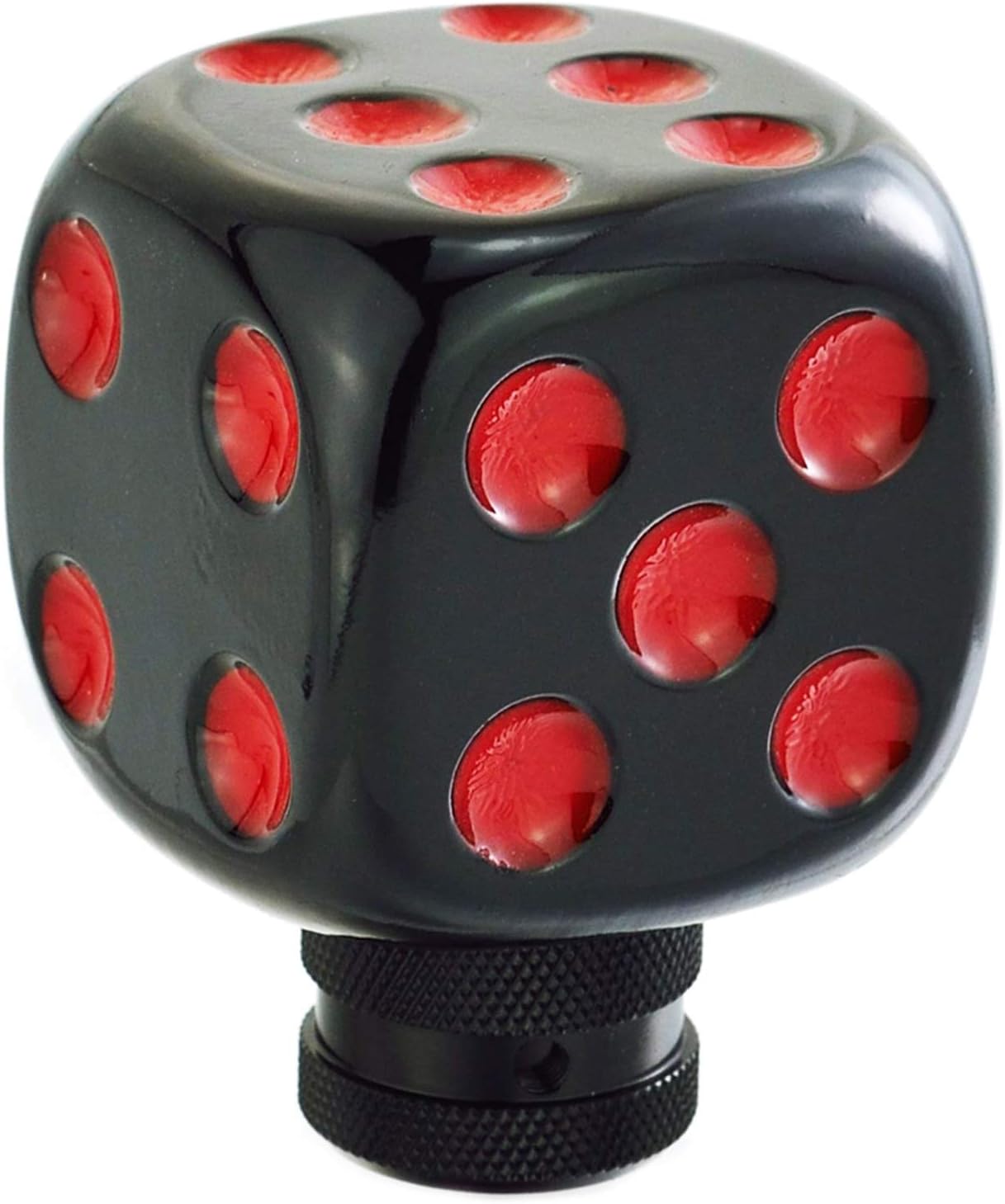 Lunsom Shifter Stick Knob, Dice Shape Shift Head Resin Shifting Lever Handle Car Transmission Fit Most Automatic Manual Vehicle (Black&Red)