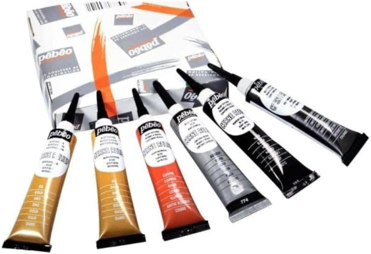 Pebeo 21483 Paint Cerne Relief VI Trail 20 ml Box of 6 Tubes Assorted Colours