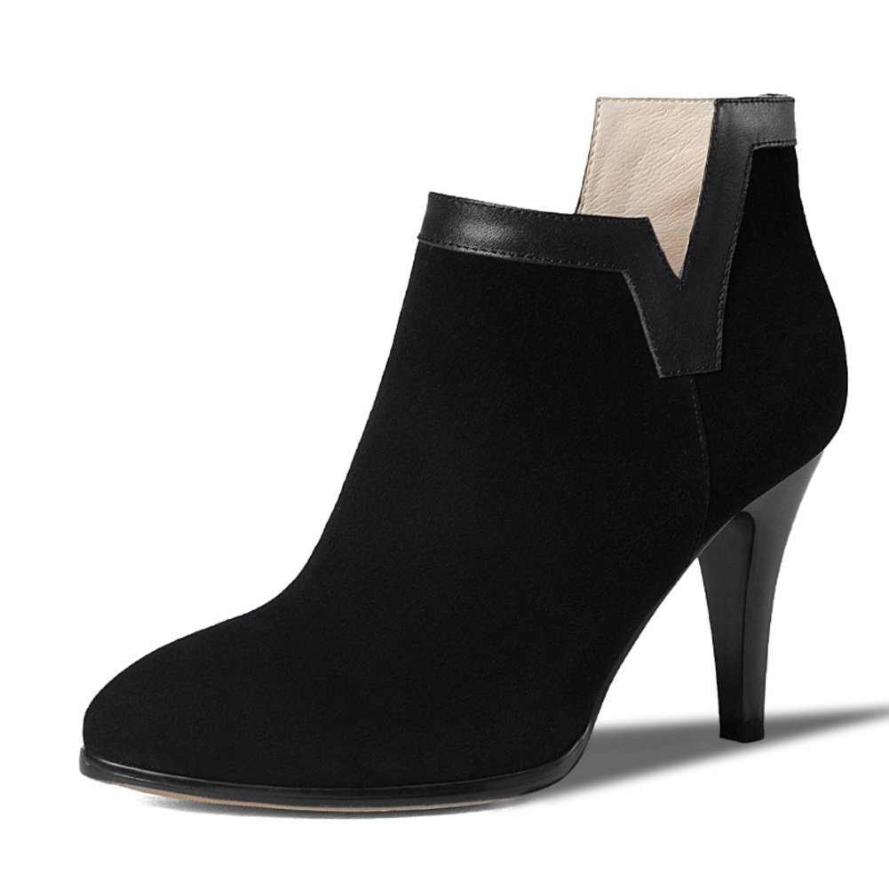 Chaussures à talon sombre en cuir avec fermeture éclair pour femmes - 5