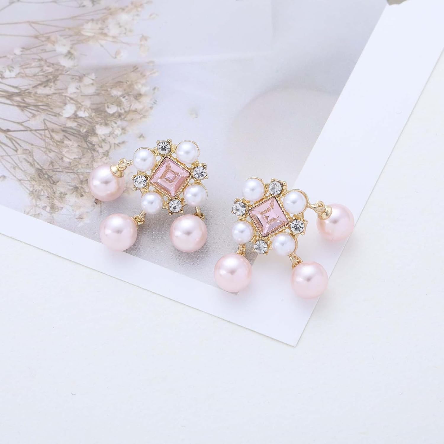 Vintage Crystal Pearl Chandelier Earrings Boho Pearl Tassel Drop Earrings Pearls Cluster Chandelier Earring Gold Cz Pearls Chain Earring Jewelry for Women - Image 6