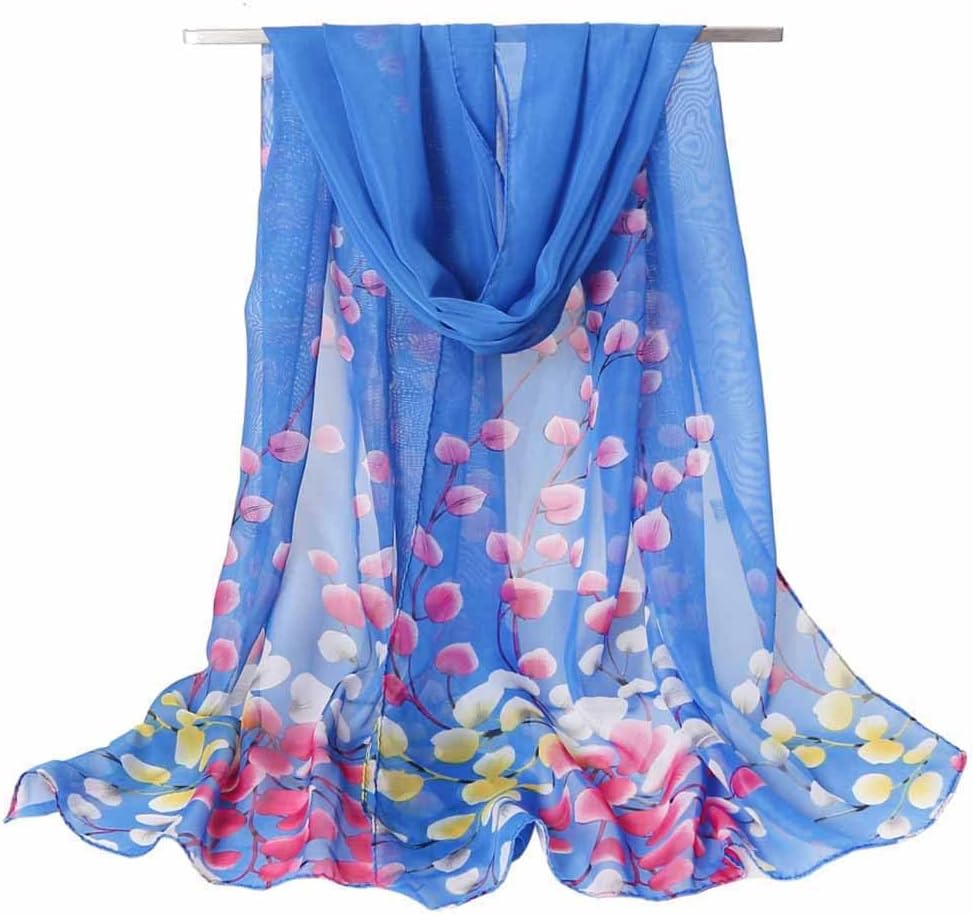 Xyueanlo Women's Chiffon Scarf Lightweight Scarves Floral Print Scarfs | Fashion Elegant Classical Style Scarves Neck Scarf