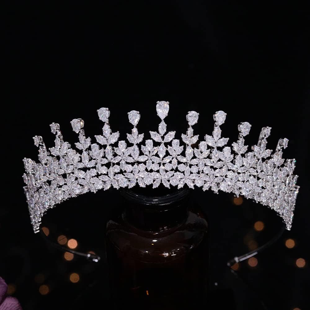 Bridal Hair Jewelry Crystal Zirconia Tiaras and Crowns Princess Queen Diadem For Brides Pearl Headpieces Wedding Accessories main image 1