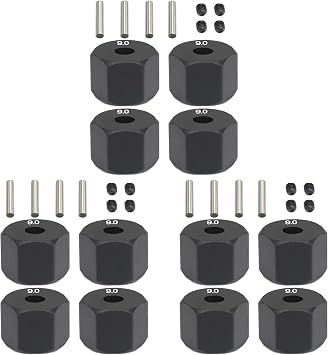 12Pcs 12MM Wheel Hex Hub Thickness for 1/10 RC Crawler SCX10 Traxxax Trx4 MST RC Car Part,9mm
