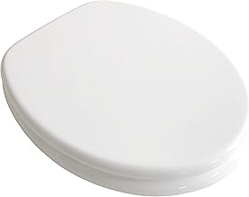 ADOB 99050 Toilet Seat with Wooden Core White Extremely Stable Brass Chrome-Plated Hinges Toilet Seat Lid