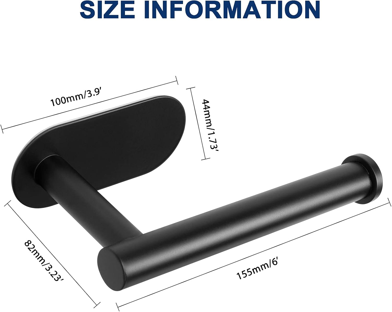 NearMoon Toilet Paper Holder Self Adhesive, Premium Thicken SUS304 Stainless Steel Rustproof Adhesive Toilet Roll Holder no Drilling for Bathroom, Kitchen, Washroom (1 Pack, Matte Black)