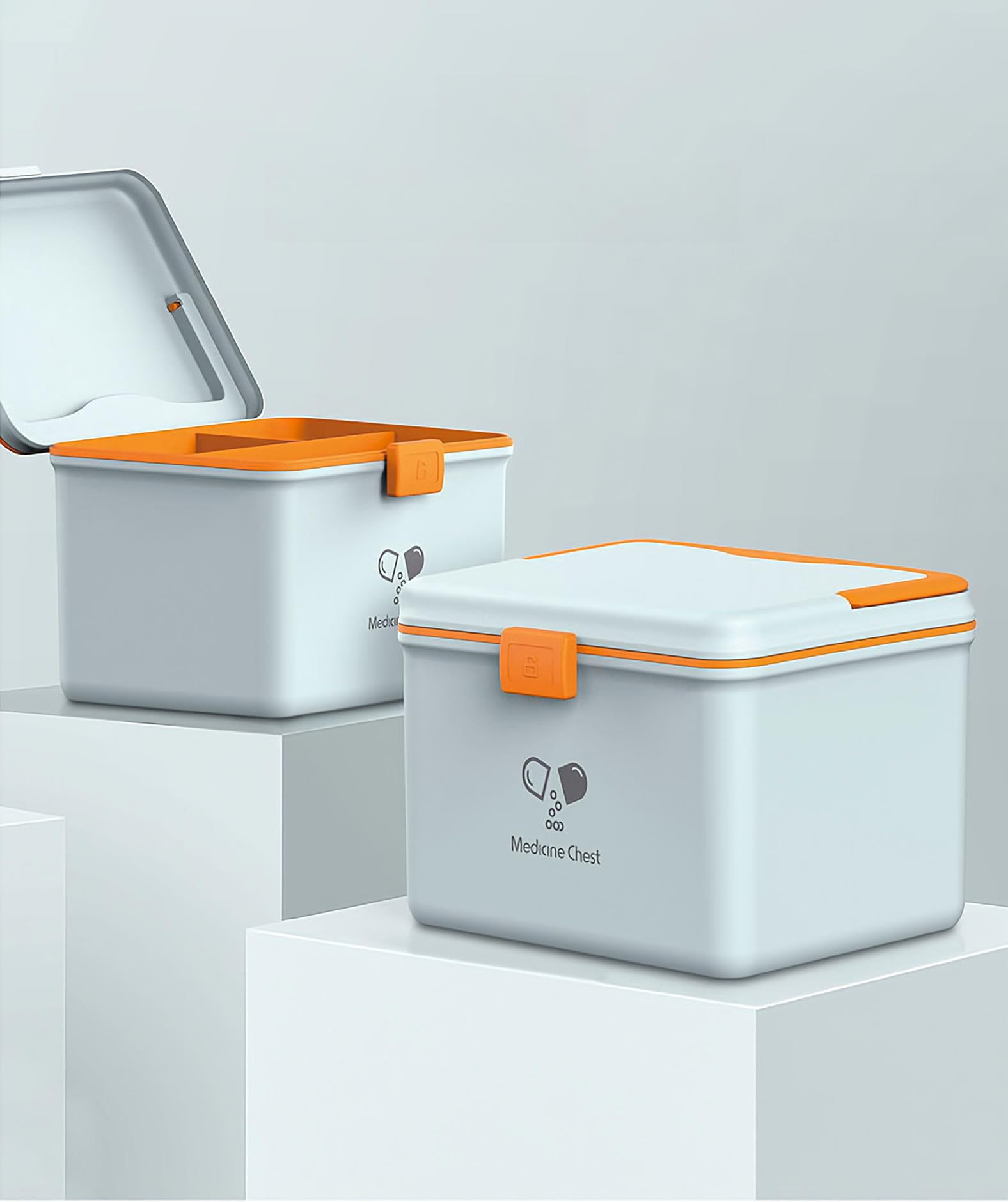TUKA-i-AKUT 2X 14,6L Caja de Medicamentos 2 Capas, Portátil Botiquín Medicinal, Asa de Transporte, Organizador de Primeros Auxilios, Caja de Botiquines Caseros, Hogar al Aire Libre TKD6402-XL Azul