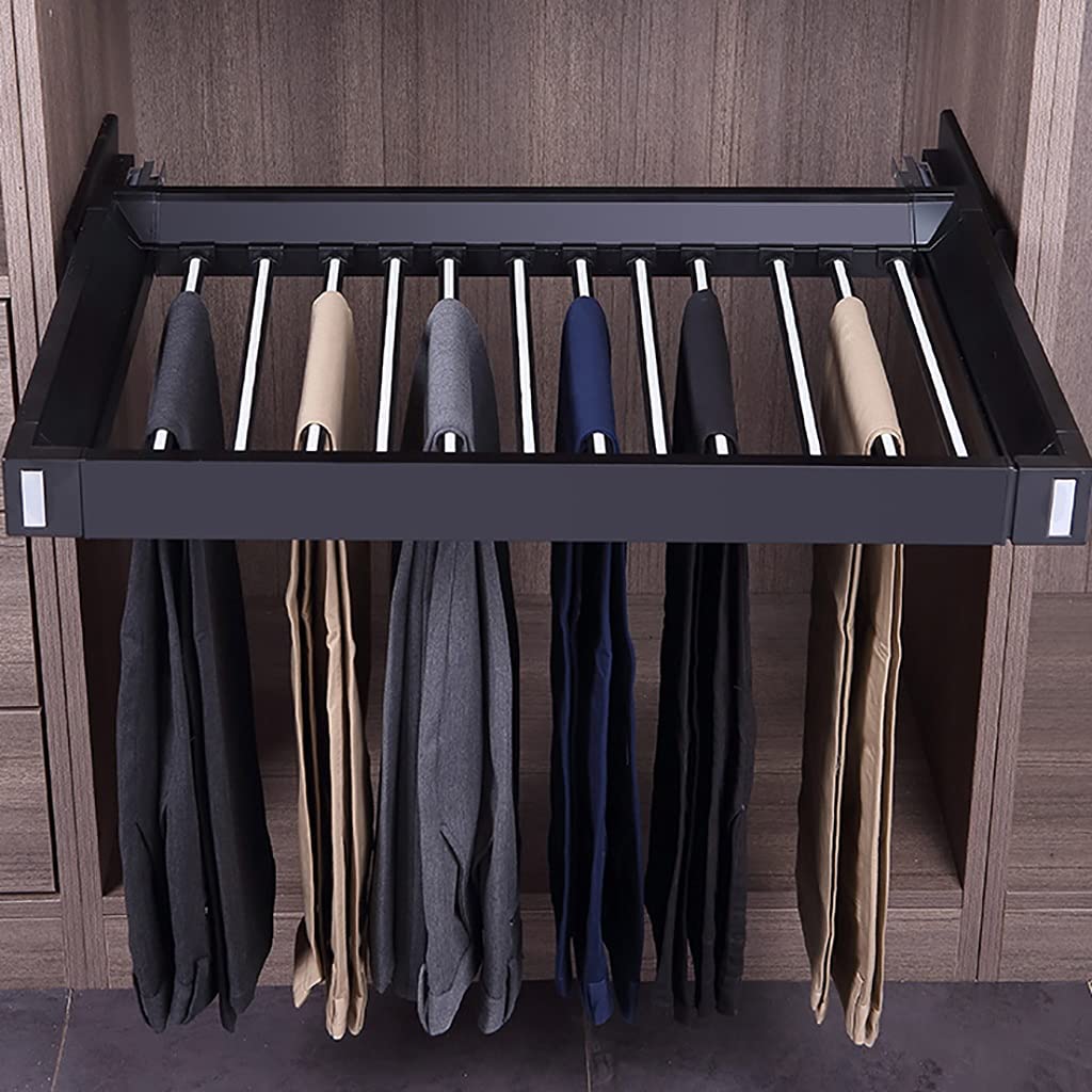 Sistema de almacenamiento ajustable para armario con barra para colgar pantalones, color negro (tamaño: 45 x 60 x 50 cm), estante para pantalones para decoración elegante
