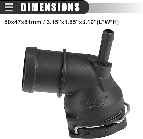 Miniatura 3 de Conector de manguera de refrigerante de radiador superior Motoforti, para Volkswagen Eos 2009-2016, plástico, 3C0122291D, negro