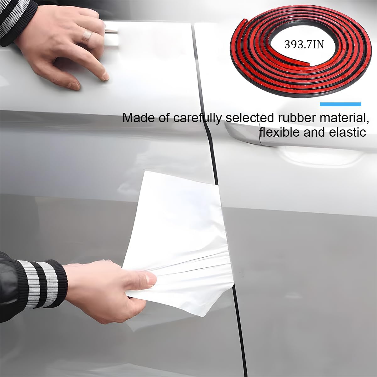 Double Layer Car Door Seal Strip, 32.8FT 2 Holes B Shape Rubber Soundproofing Vehicle Sealing Trim, Self Adhesive Edge Weatherstrip Protector, Universal Automotive Accessories