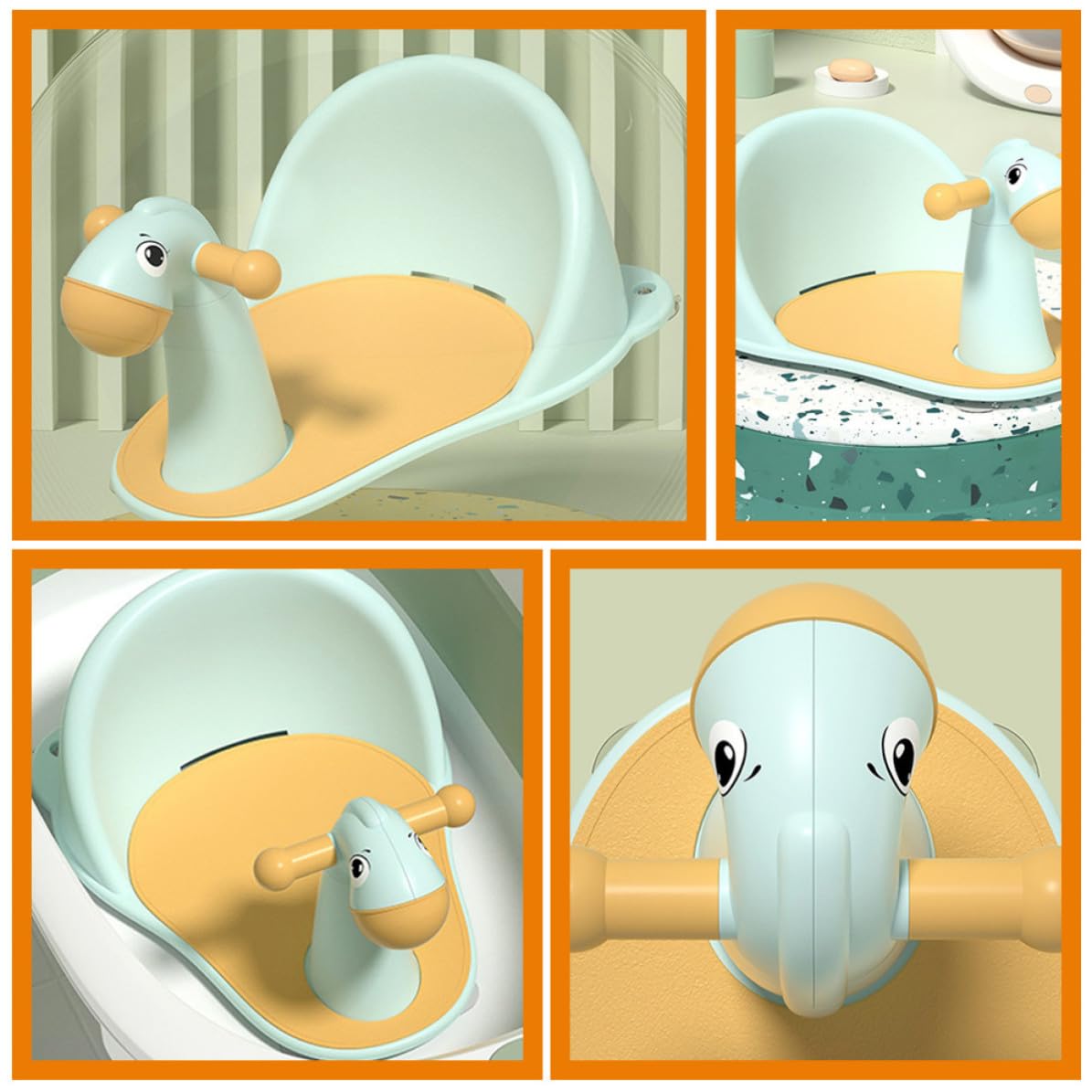 Asiento de Baño para Bebés y Niños Pequeños Agujeros de Drenaje y Soporte Columna Fabricado en Pp, Diseño Antideslizante Adecuado Baño