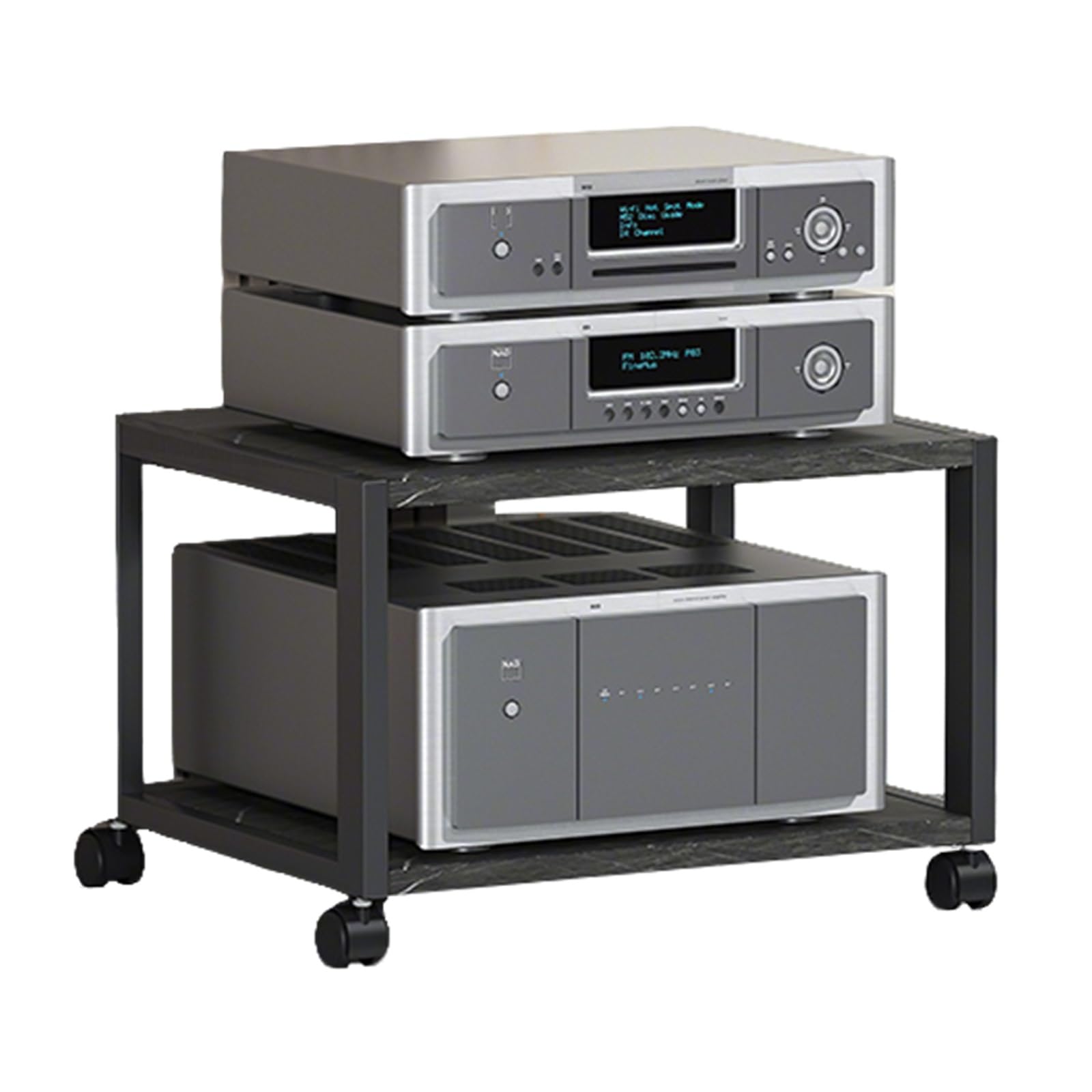 Meuble pour enceintes HiFi à roulettes et caisson moderne noir et blanc SY
