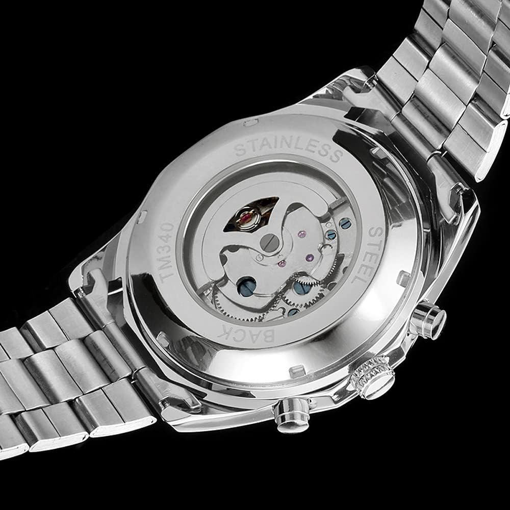 Indietro view of FORSINING FSG8042M4G3 watch, showing the transparent caseback