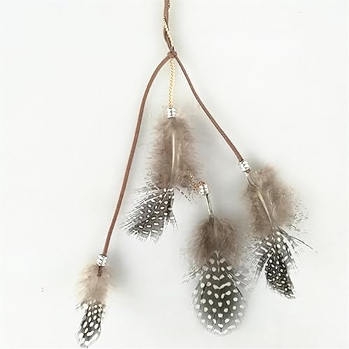 Miniatura 7 de Fodattm 6 extensiones de cabello para mujer, hechas a mano, colorido, bohemio, hippie, con clip de plumas, peine, horquilla, tocado, diadema,