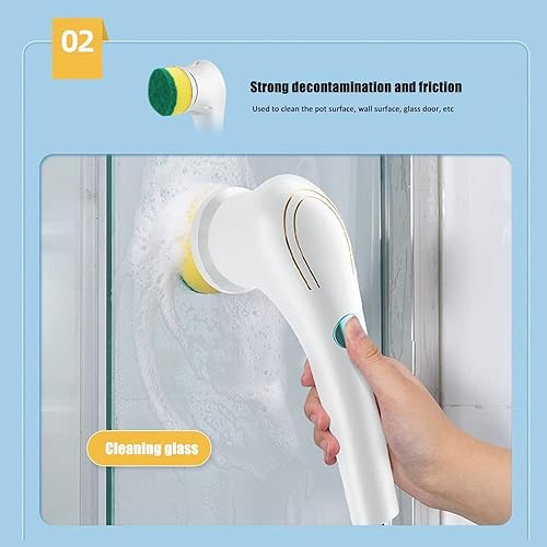 Miniatura 7 de TOPINCN Cepillo eléctrico, cepillos de mano, inalámbrico, recargable, con 5 cabezales de cepillo para ducha, bañera, azulejos, fregadero, ventana